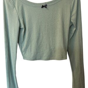 Heart Hips Sage Ribbed Long Sleeve Crop Top